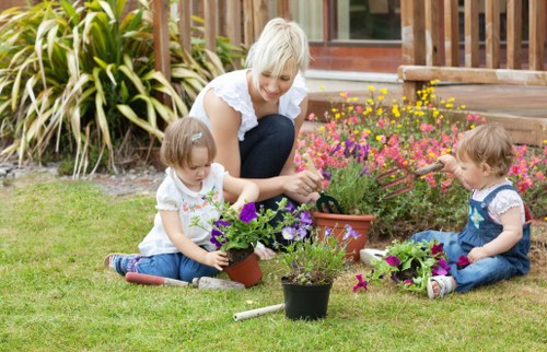 Hard landscaping and soft planting in an Enfield Wash outdoor space